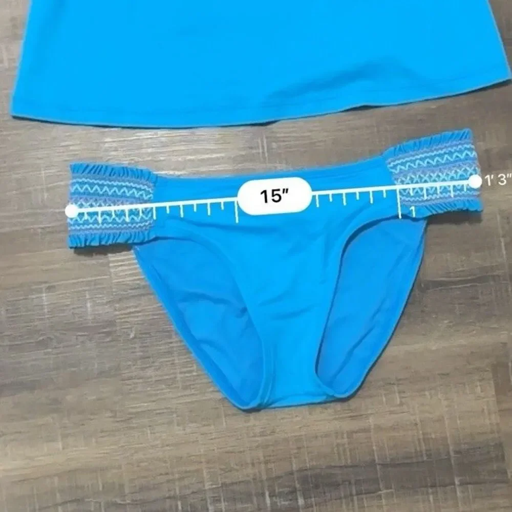 Lucky Brand Womens 2 Piece‎ Bandeau Blue Small /med Babydoll Y2K Swimsuit Ruffle